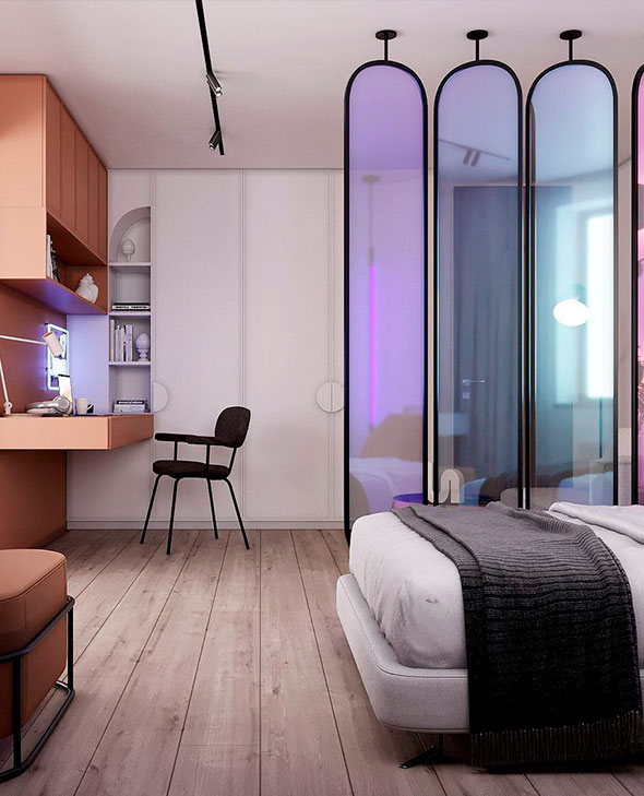 Дизайн спальни со стеновыми панелями Орак Декор