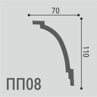 Де-Багет Карниз XPS полимер ПП08 (110х70х2000мм) (12). Полимер, композит