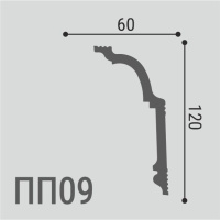 Де-Багет Карниз XPS полимер ПП09 (120х60х2000мм) (10). Полимер, композит