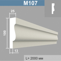 М107 молдинг (25х100х2000мм)16шт.в уп. Армированный полистирол