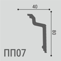 Де-Багет Карниз XPS полимер ПП07 (80х40х2000мм) (21). Полимер, композит