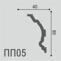 Де-Багет Карниз XPS полимер ПП05 (80х40х2000мм) (19). Полимер, композит