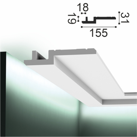 Орак Карниз C395 (155х31х2000мм) (10) Steps . Полиуретан