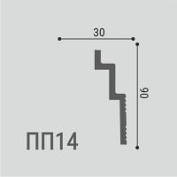 Де-Багет Карниз XPS полимер ПП14 (90х30х2000мм). Полимер, композит
