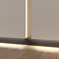 Лаконистик Теневая рейка LIGHT (15,45х45,7х3000мм) черная анодированная с монтажной вставкой flex