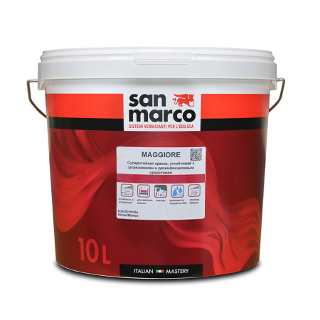 Сан Марко Краска матовая 7% Maggiore bianco 10л. Глубоко матовая 1-3%. Акриловая